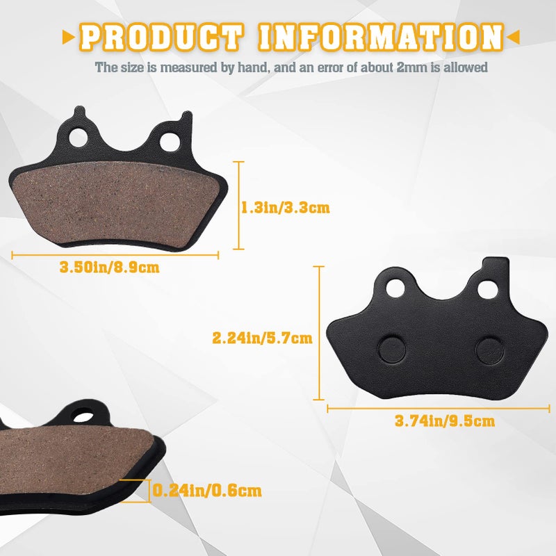 Cyleto Front & Rear Brake Pads for Harley Heritage Softail FLSTCI FLSTC Davidson Heritage Classic 2000-2007/Fat Boy/Dyna Electra Glide/Sportster XLH883R/FXST Softail Standard/FXSTB Night Train - Image 2